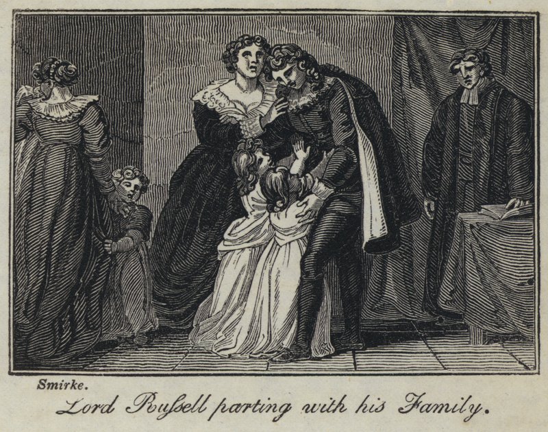 Lord Russell se loučí se svou rodinou (rytina) od English School