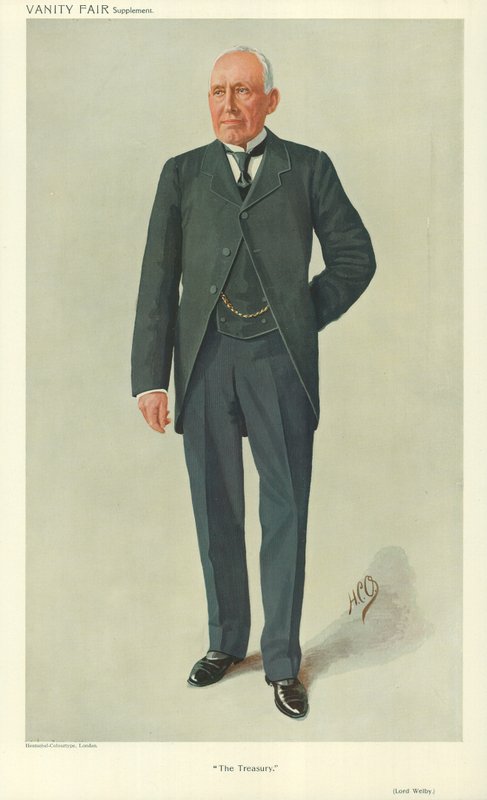 Lord Welby, Pokladnice, 10. března 1910, karikatura Vanity Fair od English School