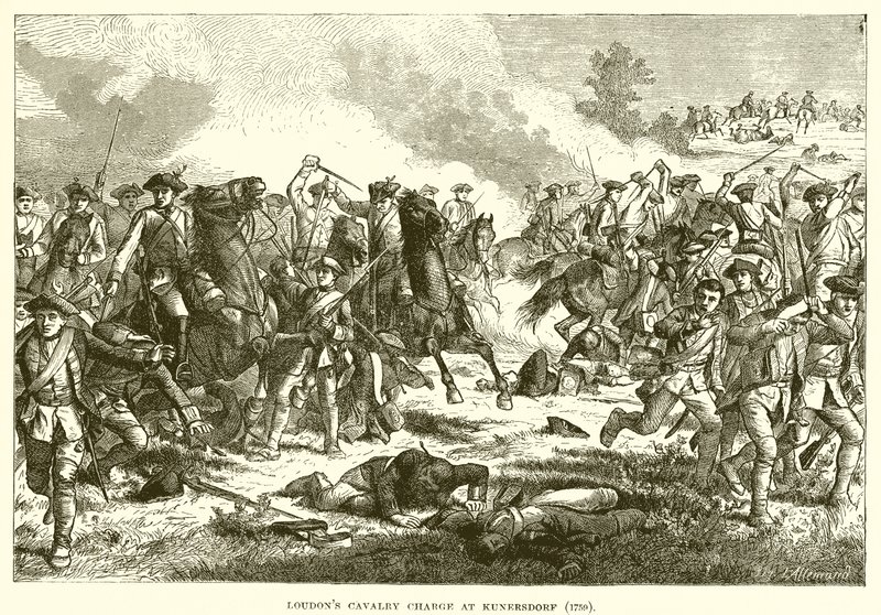 Loudons Cavalry útočí na Kunersdorf od English School