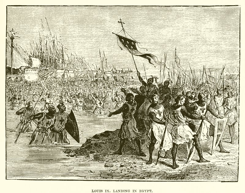 Ludvík IX přistání v Egyptě od English School