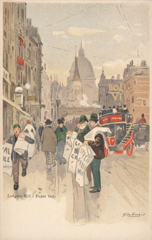 Ludgate Hill, Londýn, papírový chlapec od English School