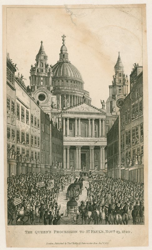 Ludgate Hill. Průvod královen do St Pauls, 29. listopadu 1820 od English School