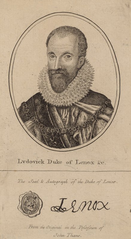 Ludovick vévoda z Lenoxu; portrét a autogram od English School