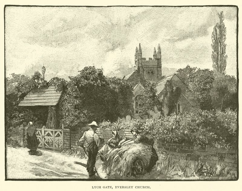 Lych Gate, Eversley Church (rytina) od English School