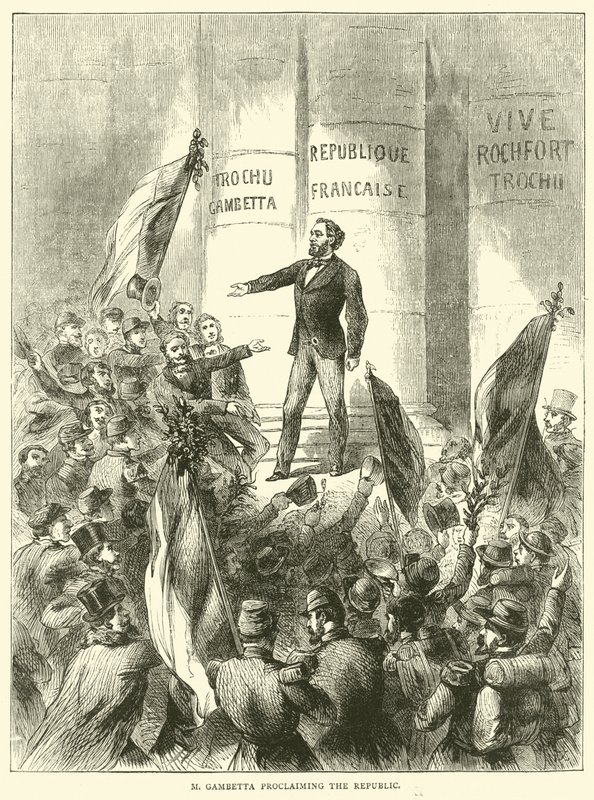 M Gambetta vyhlašuje republiku, září 1870 od English School