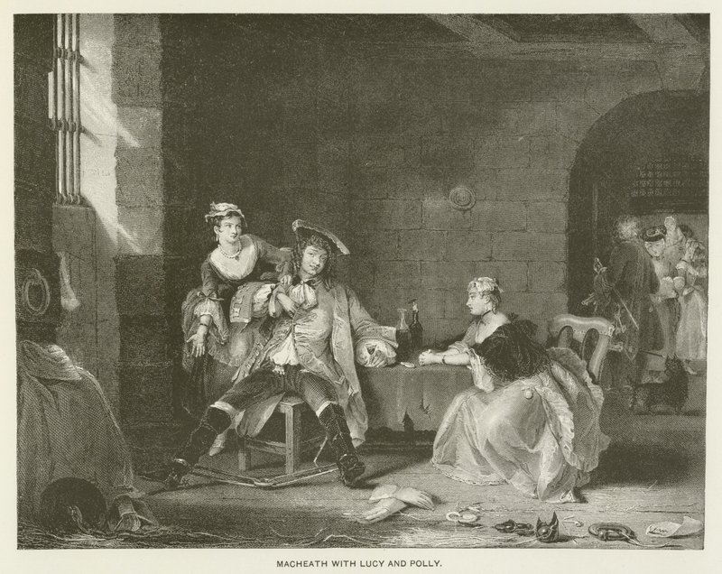 Macheath s Lucy a Polly (rytina) od English School