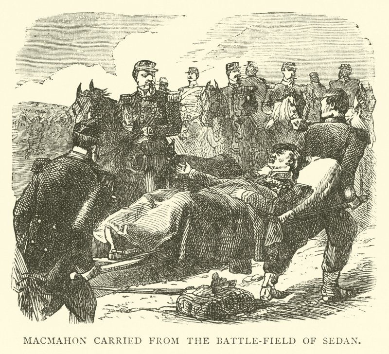 Macmahon vynášen z bitevního pole Sedan, září 1870 od English School