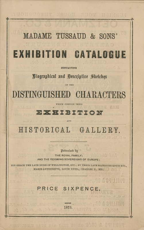 Katalog výstavy Madame Tussaud & Sons pro rok 1875 od English School