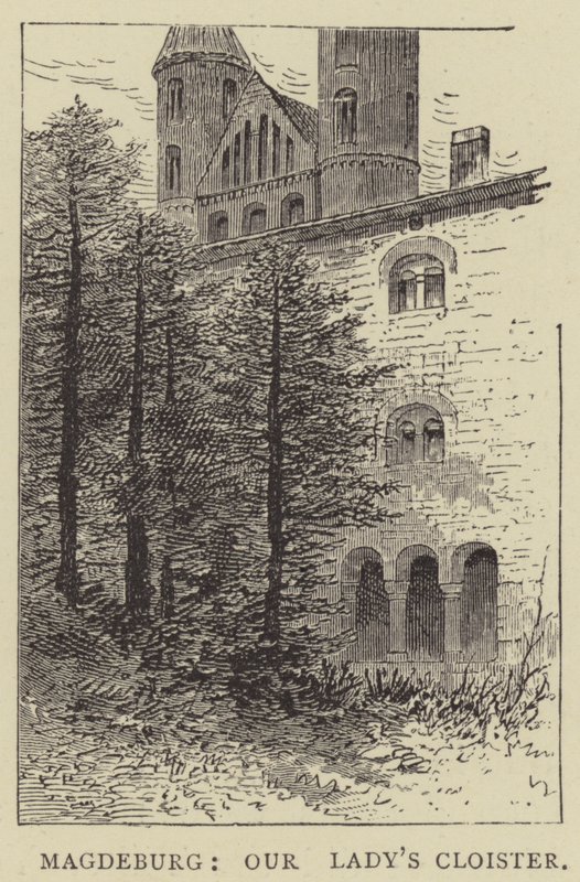 Magdeburg, klášter Panny Marie (rytina) od English School