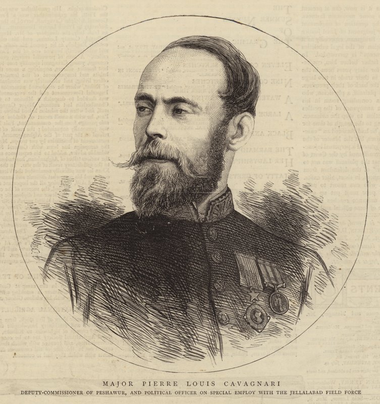Major Pierre Louis Cavagnari (rytina) od English School