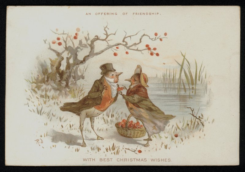 Sameček a samička rorýse v kroji. Vánoční přání. (chromolit) od English School