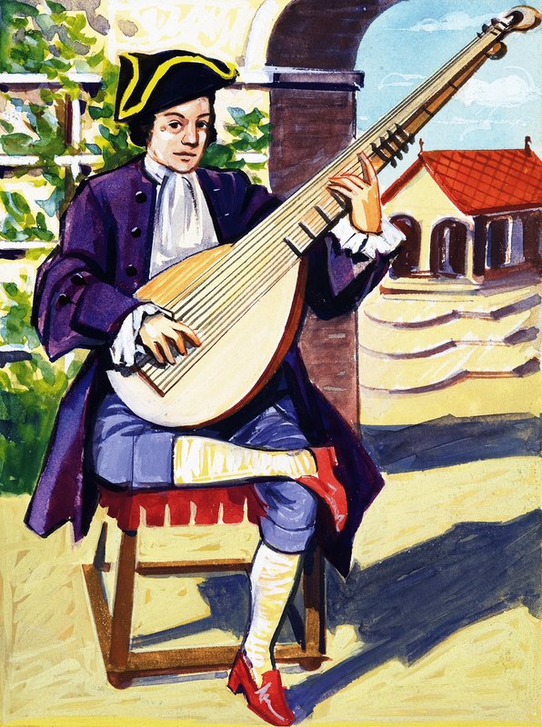 Muž Hrající Archlute od English School