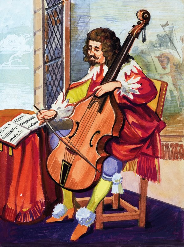 Muž hrající na violoncello od English School
