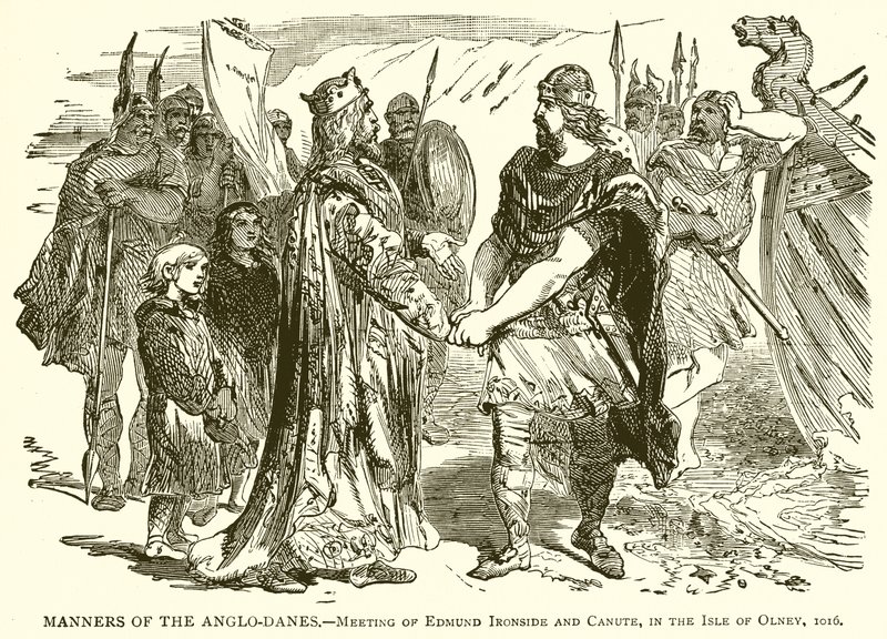 Manners of the Anglo-Danes.- Setkání Edmunda Ironside a Canute, na ostrově Olney, 1016 od English School