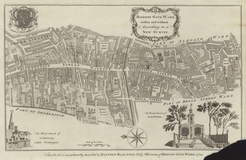 Mapa Bishopsgate Ward, Londýn od English School