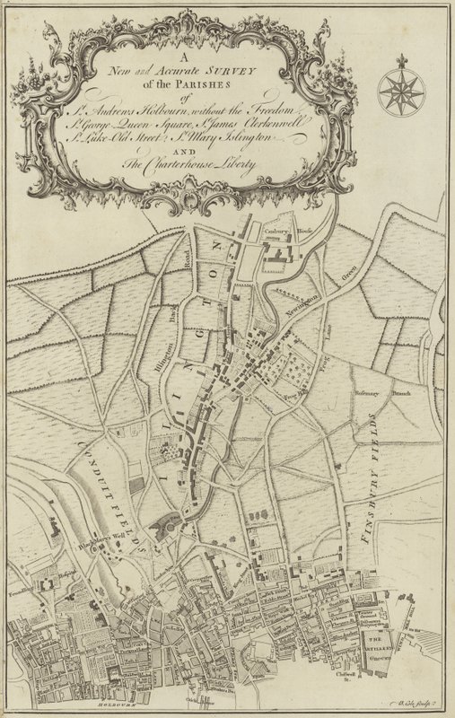 Mapa Islington, Clerkenwell, Holborn a Finsbury od English School