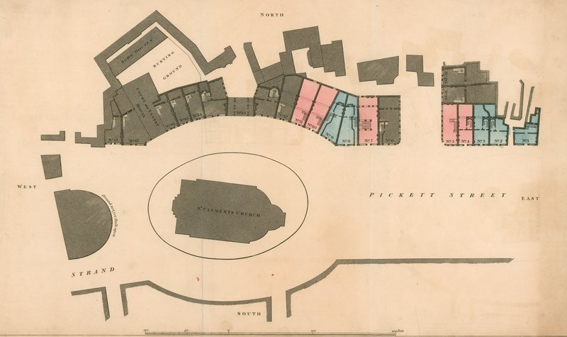 Mapa Pickett Street a The Strand, Londýn od English School