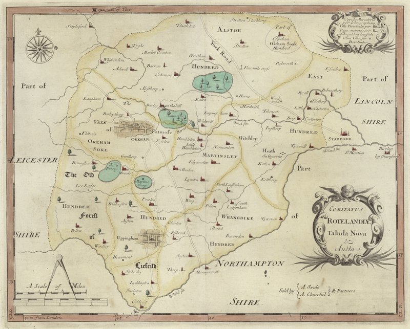 Mapa Rutland (barevná rytina) od English School