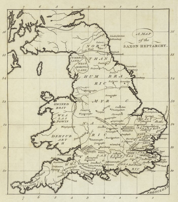 Mapa Saské heptarchie od English School