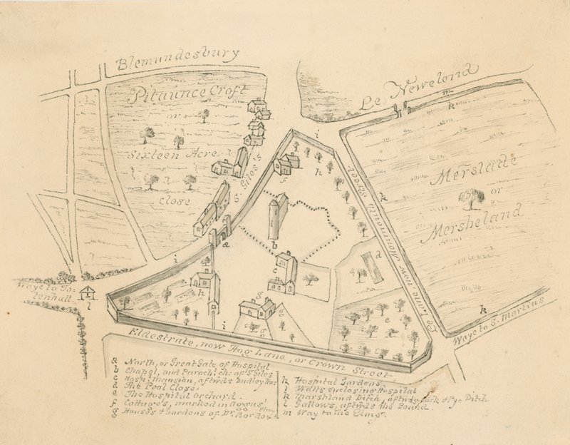 Mapa farnosti St Giles in the Fields, Londýn od English School