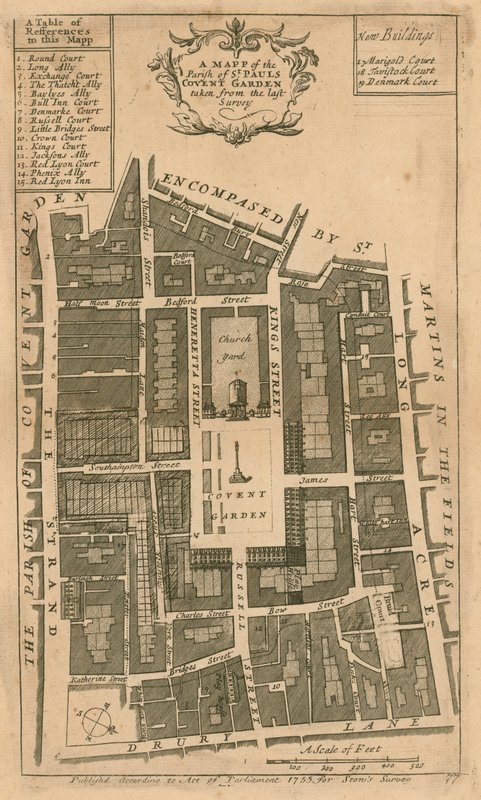 Mapa farnosti St Pauls, Covent Garden, Londýn od English School