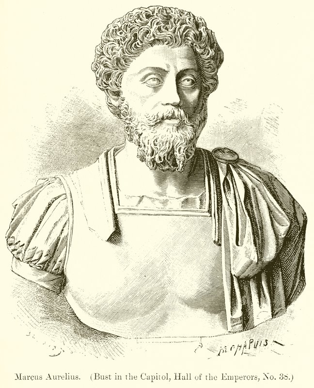 Marcus Aurelius. (Busta v hlavním městě, Síň císařů, č. 38) od English School