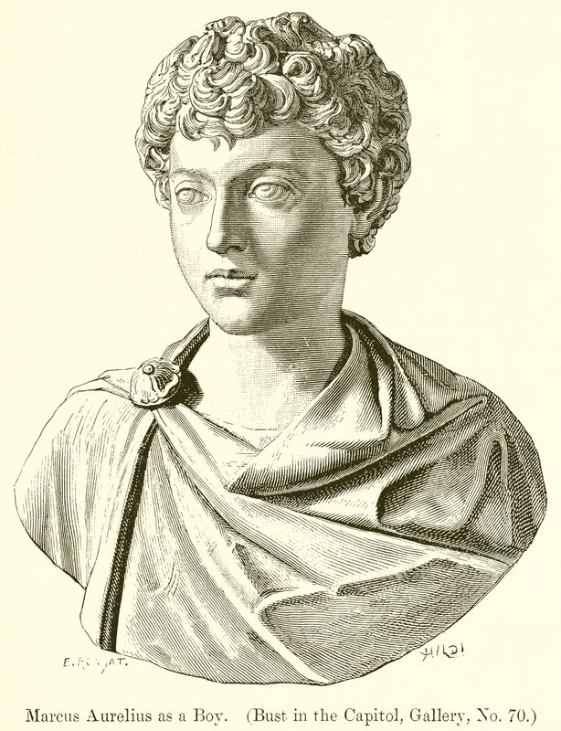 Marcus Aurelius jako chlapec. (Busta v Kapitolu, Galerie, č. 70) od English School