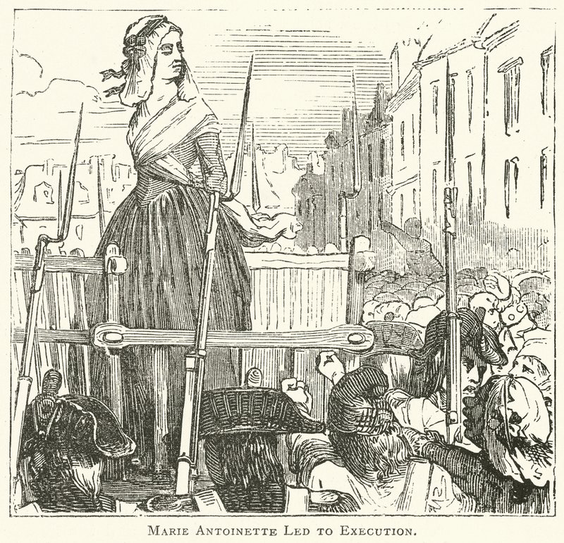 Marie Antoinetta vedená na popraviště (rytina) od English School