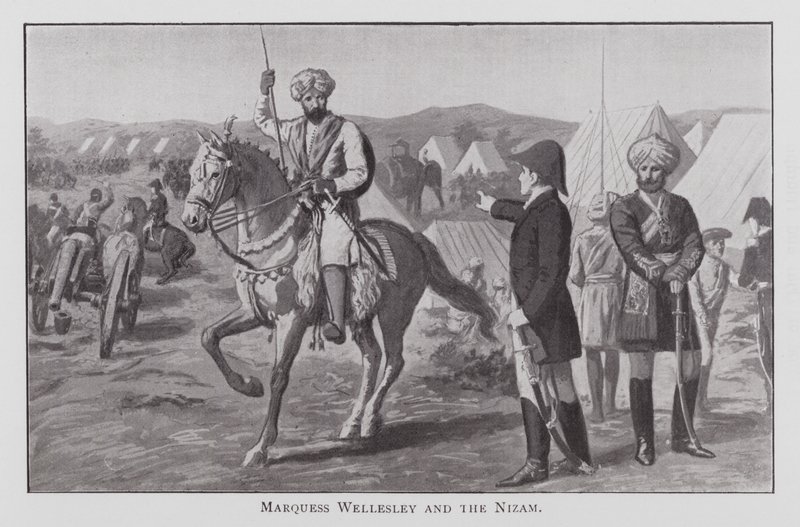 Marquess Wellesley a Nizam (litho) od English School