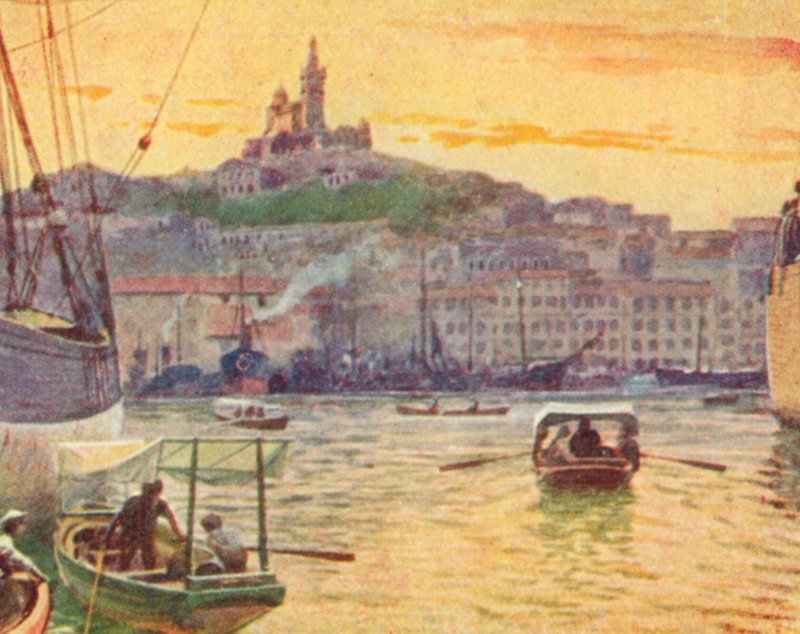 Marseille z přístavu (barevná litografie) od English School