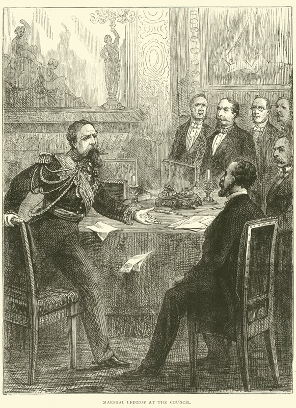 Maršál Leboeuf na zasedání Rady, 1870 od English School