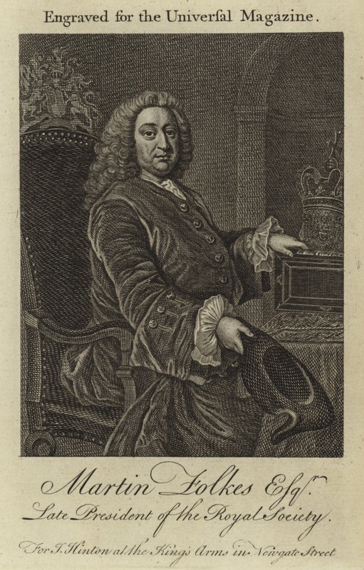 Martin Folkes Esquire, zesnulý prezident Královské společnosti od English School