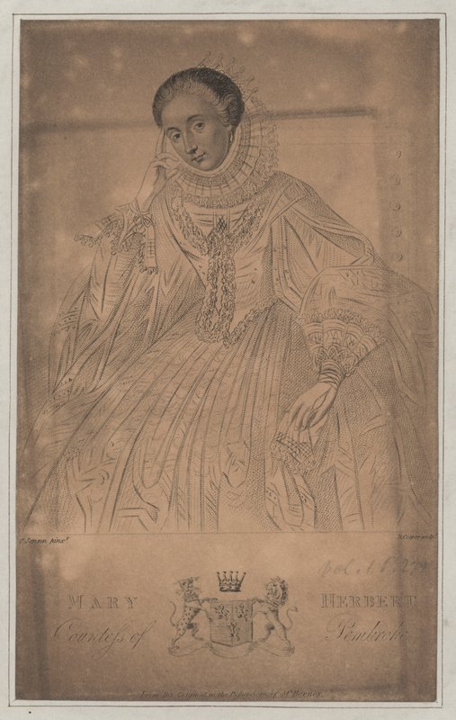 Mary Herbert, hraběnka z Pembroke (rytina) od English School