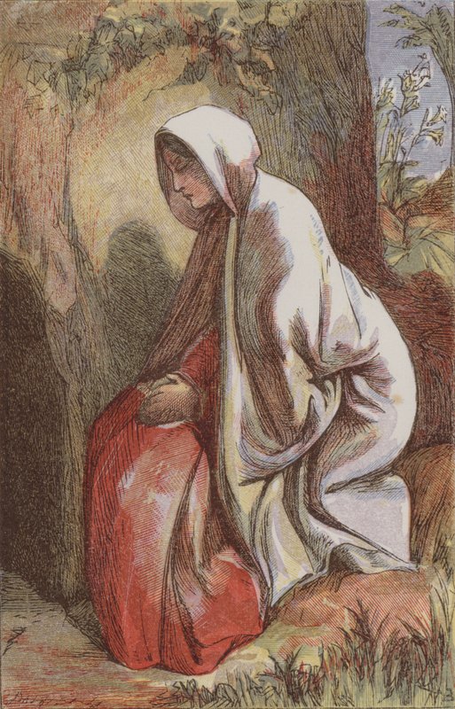 Máří Magdalena v zahradě (barevná rytina) od English School