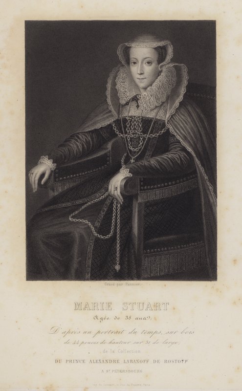 Marie Stuartovna, skotská královna, 38 let (rytina) od English School