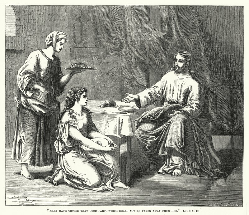 Maria si vybrala ten dobrý díl, který jí nebude odebrán, Lukáš X, 42 (rytina) od English School