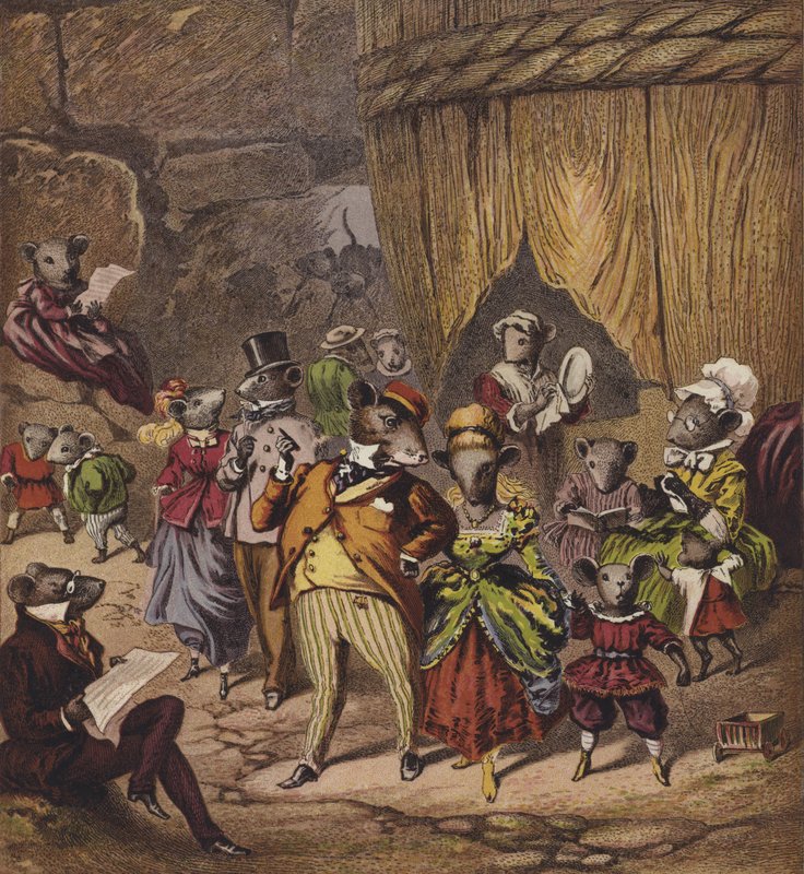 Večeře mistra Mousieho (barevná litografie) od English School