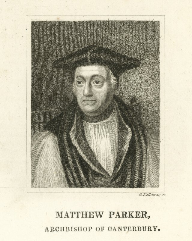 Matthew Parker, arcibiskup z Canterbury (rytina) od English School
