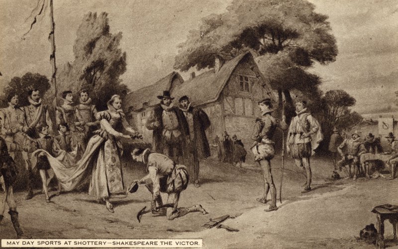 May Day Sports v Shottery, William Shakespeare vítěz (litho) od English School