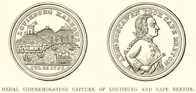 Medaile připomínající dobytí Louisburgu a Cape Breton od English School