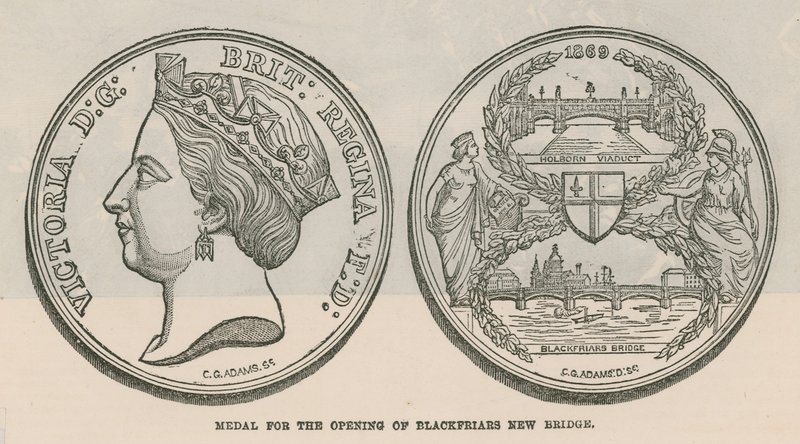 Medaile za otevření nového mostu Blackfriars v Londýně od English School