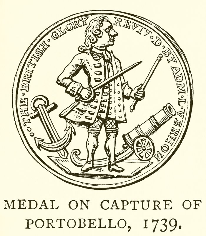 Medaile o zajetí Portobella, 1739 od English School