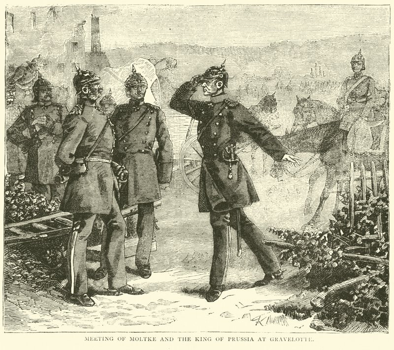 Setkání Moltkeho a pruského krále v Gravelotte, srpen 1870 od English School