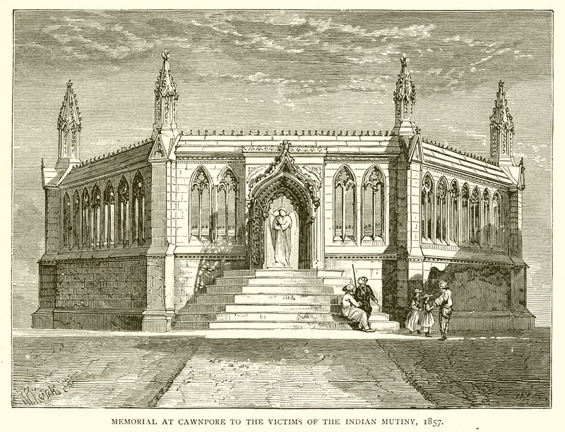 Památník v Cawnpore obětem indické vzpoury, 1857 od English School