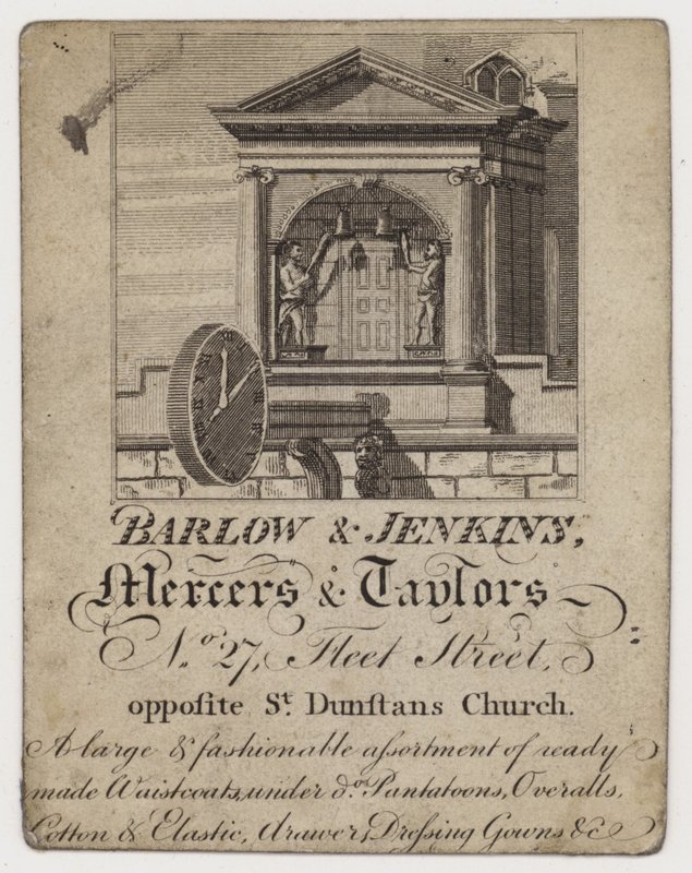 Mercer and Tailor, Barlow & Jenkins, obchodní karta od English School