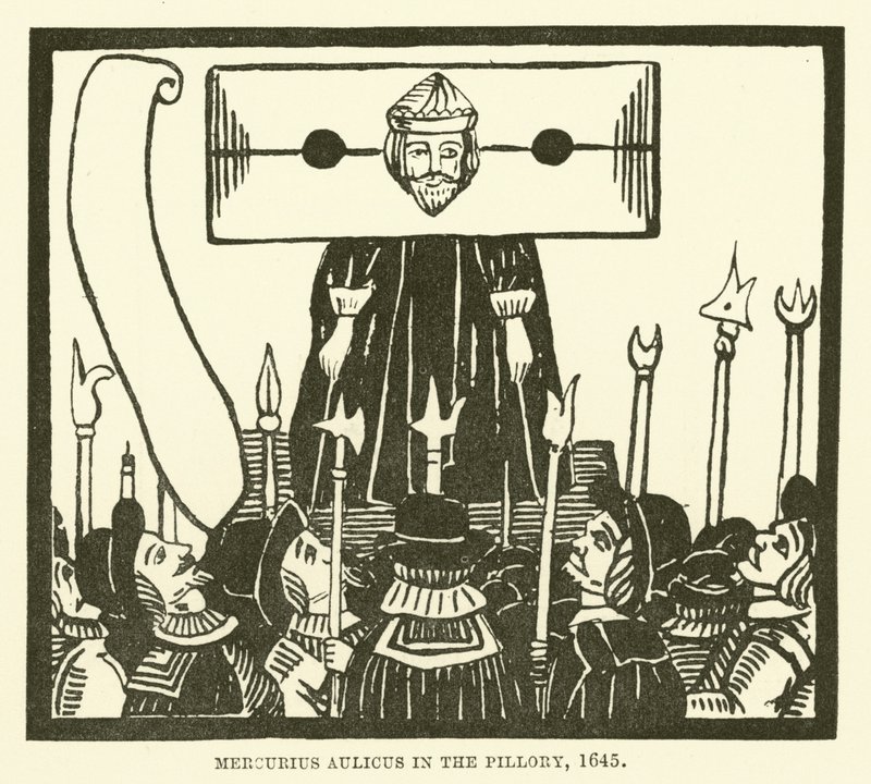 Mercurius Aulicus na pranýři, 1645 od English School