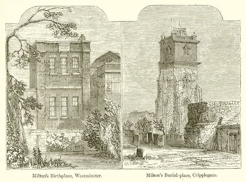 Rodiště Miltonů, Westminster. Miltonovo pohřebiště, Cripplegate od English School