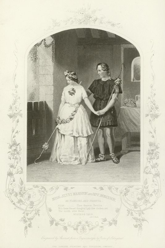 Slečna Jenny Marston a pan F. Robinson jako Florizel a Perdita, Zimní příběh, dějství IV, scéna iii od English School