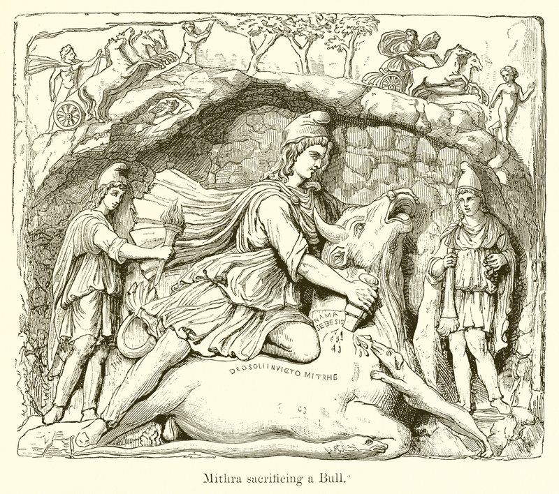 Mithra obětuje býka od English School