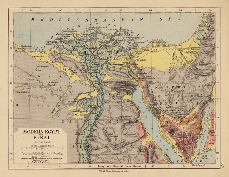 Moderní Egypt a Sinaj (barevná litografie) od English School